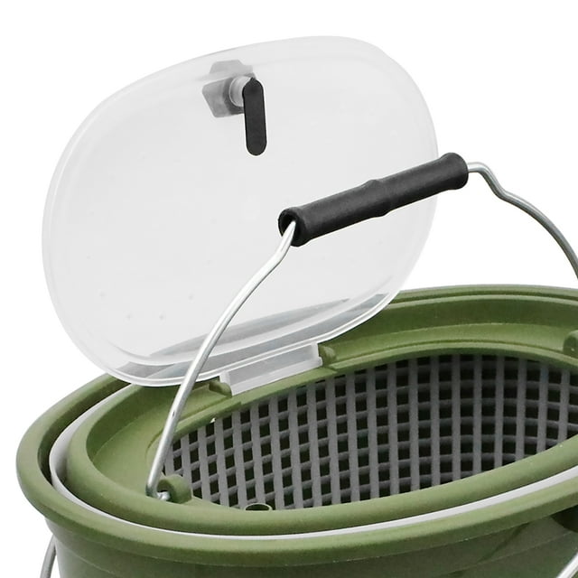 Riwcyla 2-in-1 Fishing Bucket Double-Deck Fish Box Detachable Fish Strainer Colander Fishing Bait Storage Container Double Handle Fishing Draining Basket