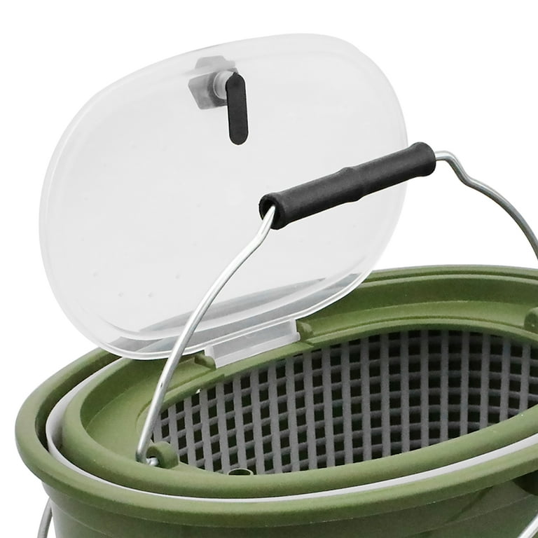 Tomfoto 2-in-1 Fishing Bucket Double-Deck Fish Box Detachable Fish Strainer Colander Fishing Bait Storage Container Double Handle Fishing Draining