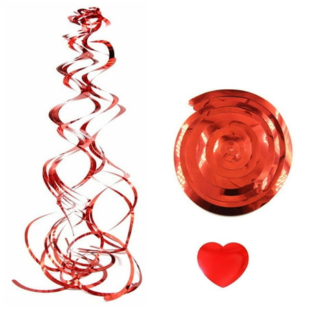 

30 Pieces Ceiling Heart Shaped Garlands Wedding Ceremony Romantic Spiral Streamers Office Nightclub Decoration DIY Ornament Red
