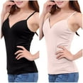 thumbnail image 4 of ZZwxWA 2pcs Camisole for Women Built in Bra V Neck Tank Tops Adjustable Spaghetti Strap Sleeveless Basic Undershirts Womens Slim Sling Vest, 4 of 4
