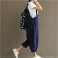 thumbnail image 4 of REALiKUN Women Casual Loose Long Bib Pants Wide Leg Jumpsuits Baggy Cotton Rompers Overalls ,Blue XXL, 4 of 8