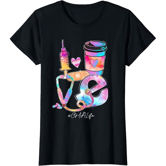 Tie Dye Love CMA Life Stethoscope Nursing Nurses Day T-Shirt
