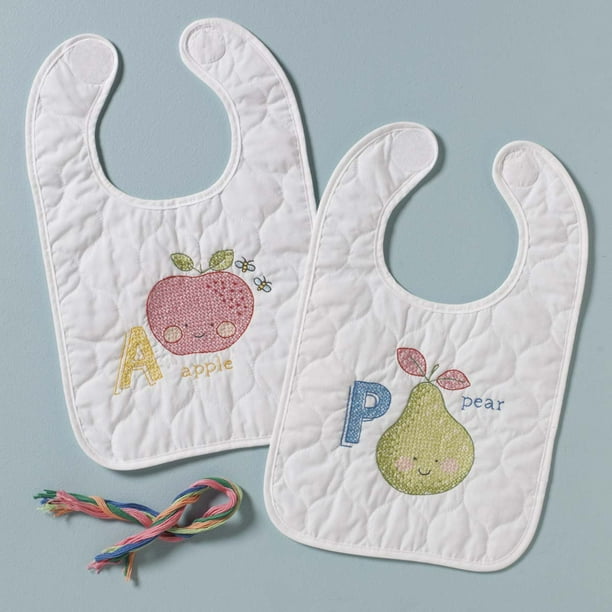 Plaid® ABC Baby Bib Pair Stamped CrossStitch Kit
