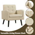 thumbnail image 2 of Alden Design Mid Century Faux Leather Tufted Accent Chair for Living Room, Beige, 2 of 7