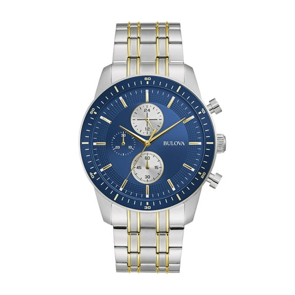 Bulova Men's Two-Tone Chronograph Blue Dial Watch 98A243