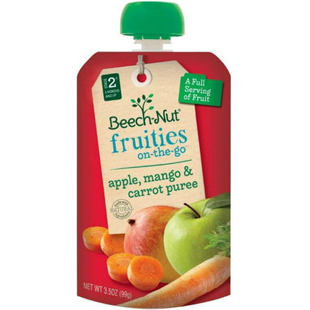 Beech-Nut Fruities on-the-Go Apple, Mango & Carrot Puree Baby Food, 3.5 oz, (Pack of