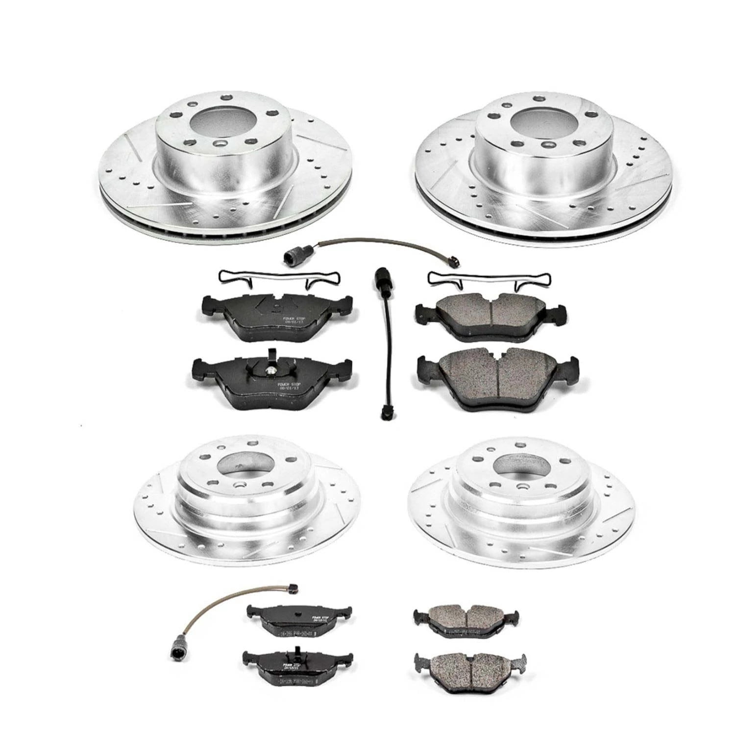 Power Stop Front and Rear Brake Kit with Drilled & Slotted Rotors and Ceramic Brake Pads K392