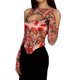 thumbnail image 5 of VISgogo Tops de manga larga para mujer con patrón de flores, ropa de primavera delgada con dobladillo irregular hueco en el hombro del pecho VISgogo  moda, 5 of 9
