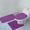 3-Piece Quinn Solid Bathroom Rug Set Bath Mat Contour & Toilet Lid Cover - Purple