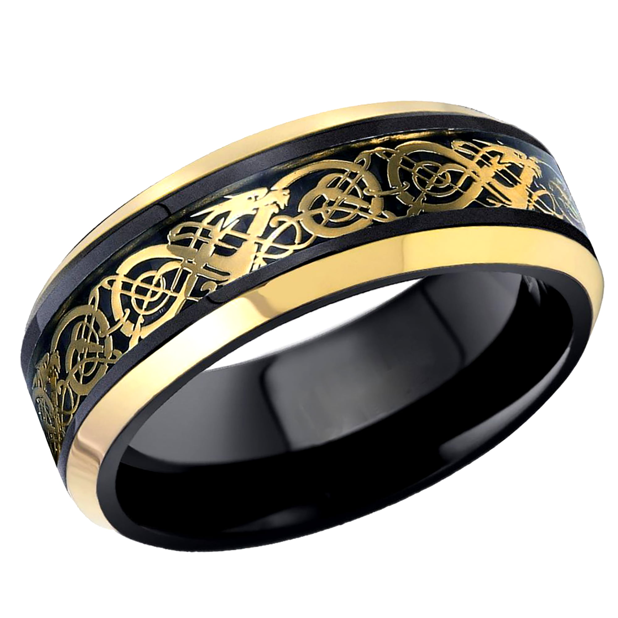 Men's Women's Tungsten Wedding Band Engagement Ring 8mm Two-tone Black ...