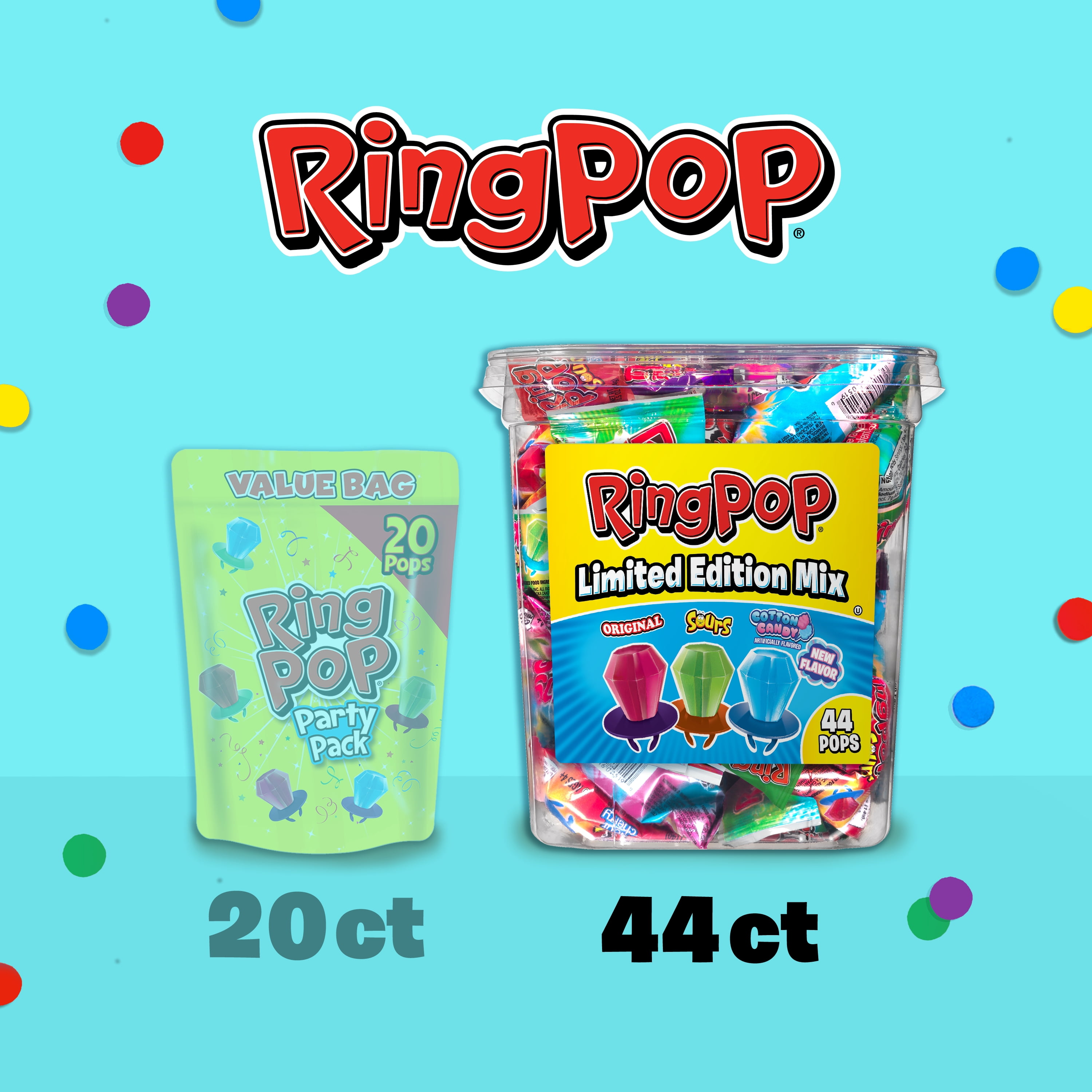 Ring Pop Candy Jar, Assorted Flavors (44 Count)