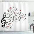 thumbnail image 1 of Ambesonne Music Shower Curtain, Treble Chef Music Melodies, 69"Wx84"L, White Dark Coral, 1 of 3