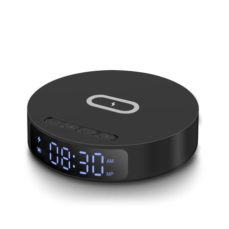 Fast Wireless Charger with Time Display Alarm Clock, Charging Dock for iPhone 17/16/15/14/13/12/11, AirPods, Samsung S25/S23/S22/S21, Galaxy Buds