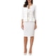 thumbnail image 2 of Conjunto de traje de tweed de 2 piezas para mujer INSPIRE CHIC, chaqueta de botones de manga 3/4 y falda lápiz, blanco M, 2 of 6