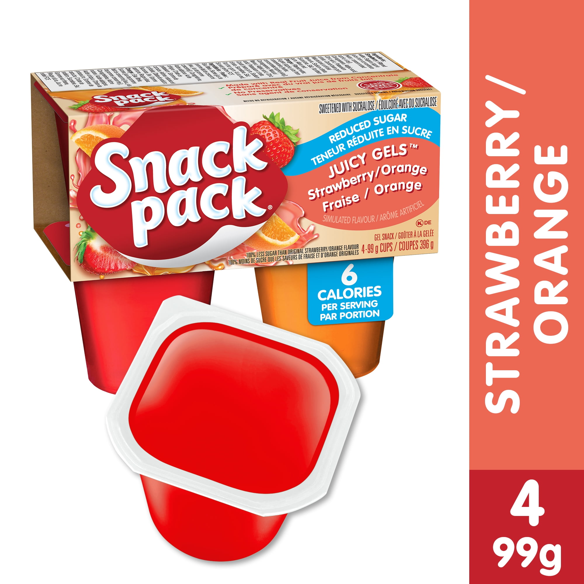 Snack Pack® Juicy Gels® No Sugar Added Strawberry and Orange Fruit