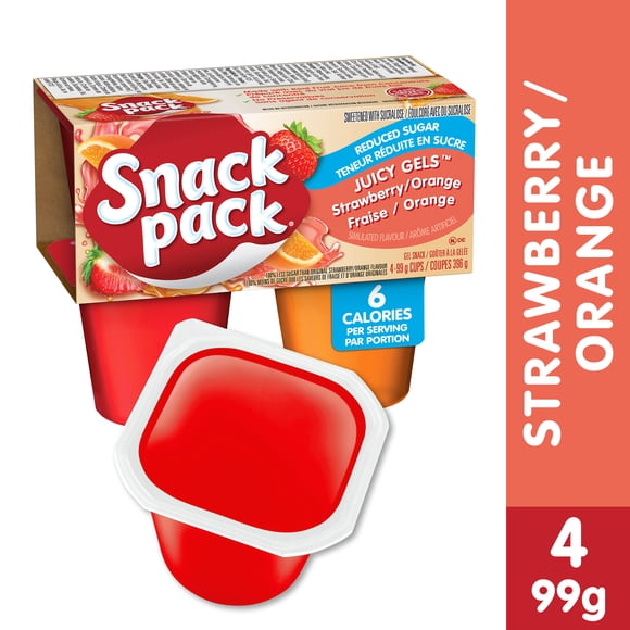 Snack Pack® Juicy Gels® No Sugar Added Strawberry and Orange Fruit Juice Cups
