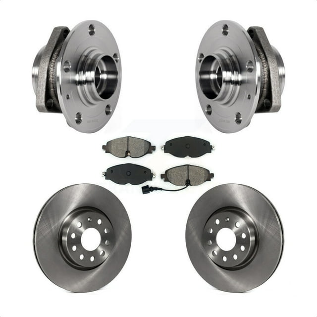 Transit Auto Front Hub Bearing Assembly Disc Brake Rotors and Semi-Metallic Pads Kit for Car Audi A3 Sportback e-tron with 80mm Pilot Diameter KBB-123409
