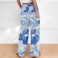thumbnail image 4 of Gamivast Wide Leg Pants For Women Floral Sunflower Print Dstring Palazzo Pants Summer Boho Beach Pants Loose Flowy Vacation High Waist Wear, 4 of 4