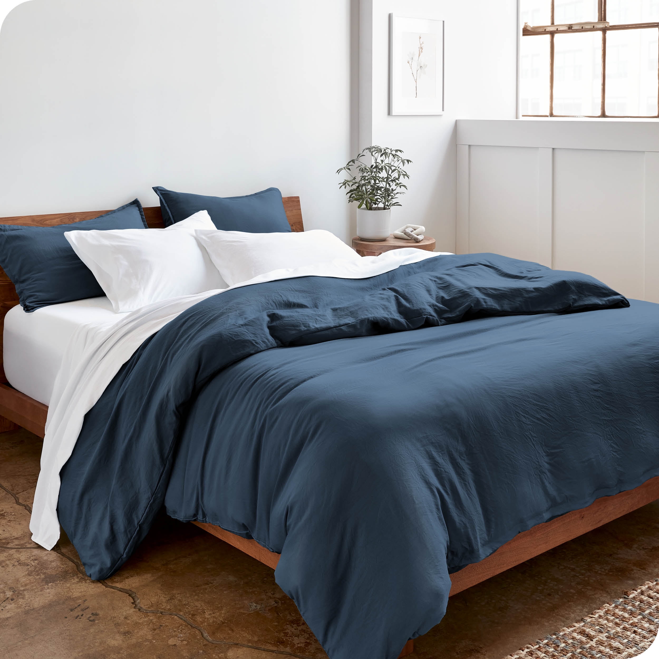 Bare Home Sandwashed Microfiber Duvet Cover & Sham Set, Twin/Twin XL, Bering Sea, 2-Pieces