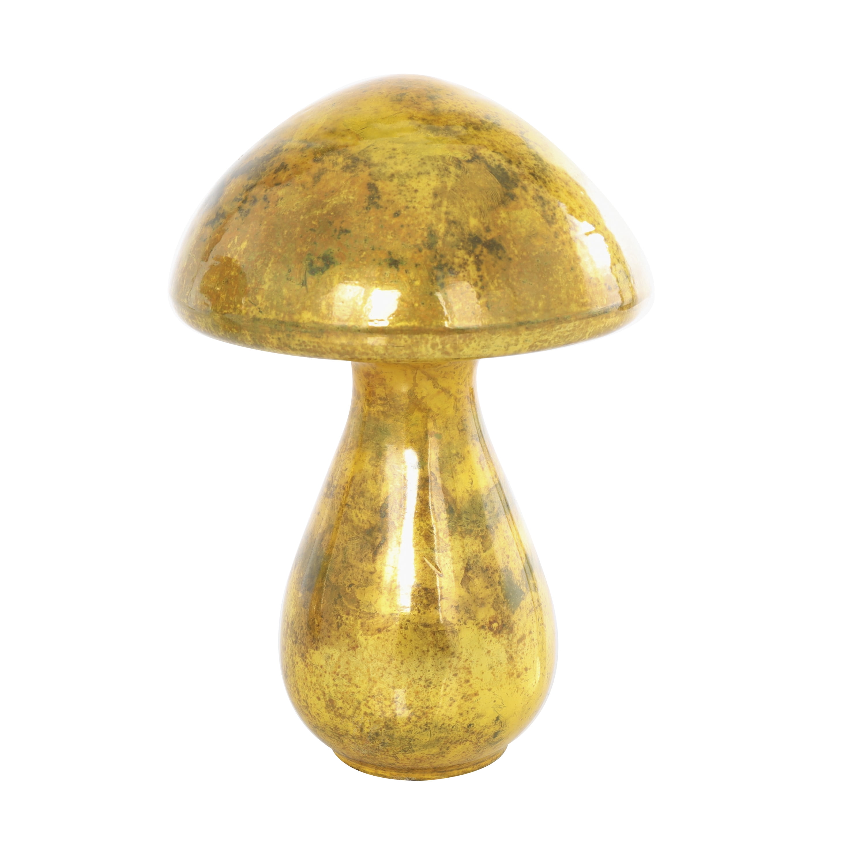 12", 10"H Gold Glass Weathered Mushroom Sculpture, by DecMode (2 Count)