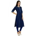 thumbnail image 4 of Bimba Women Kurti 3/4 Sleeve Casual Kurta With Pockets Straight Tunic Blouse, 4 of 9