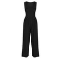 thumbnail image 7 of Wycnly Womens Jumpsuits High Waist Pleated Wide Leg Casual Tank Long Jumpsuits Overalls Trendy Solid U-Neck Sleeveless Maxi Summer Rompers Black s, 7 of 7