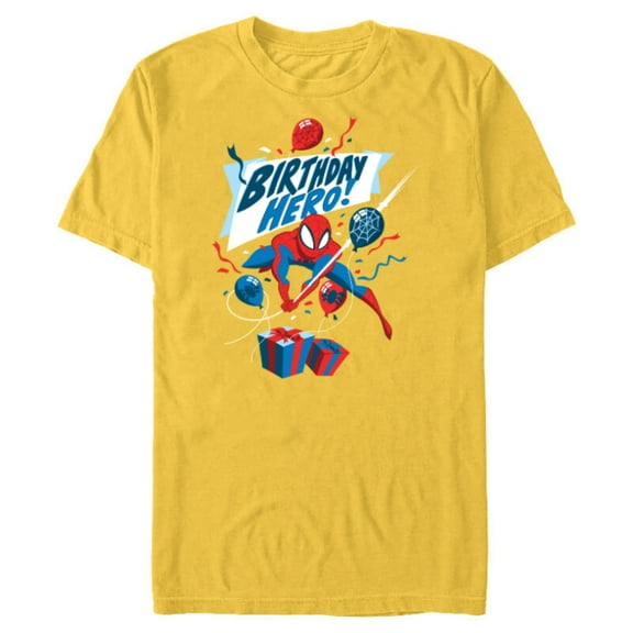Marvel Spider-Man Birthday Hero - Short Sleeve Blended T-Shirt for Adults - Customized-Yellow