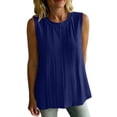 thumbnail image 2 of Noric Women Tank Tops Crew Neck Spring Summer Casual Smocked Chic Loose with Pleated Mesh Fashion Clothes, 2 of 9