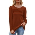 thumbnail image 5 of QASIEATN Sweatshirt for Graceful Ladies Fashion, Long Sleeve Shirts Fall Fashion Casual Blouses Trendy Pleated Tunic Tops Leggings, Womens Fall Tops, 5 of 7