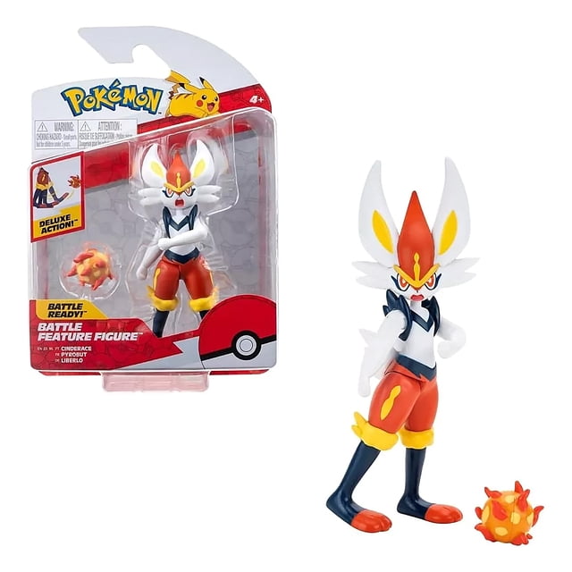 Figura Acción Pokémon Battle Feature Ready Cinderace Artículado Jazwares WCT