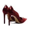 thumbnail image 3 of XYD Women Patent Leather Pointed Toe Pumps Slip-on Stiletto High Heels Side Cutout Sexy Evening Formal Shoes Size 7 Red, 3 of 4