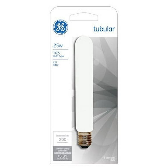 6 PC,GE Lighting 44422 Intermediate Base T6.5 Tubular Light Bulb, 40W, Clear