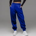 thumbnail image 3 of Women's High Waisted Loose Sportswear Pants with Pockets - Jogging Pants for Everyday Use and Winter Comfort,Blue,L, 3 of 7