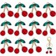 thumbnail image 1 of 12 colgantes grandes de cereza roja, de aleación dorada con diamantes de imitación verdes y plástico. Colgantes de cereza roja, bonitos colgantes de frutas, adorno decorativo., 1 of 5