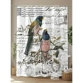 thumbnail image 4 of Vintage Birds Long Shower Curtain Set, Waterproof Shower Curtains for Bathroom, Envelope Postmark Farmhouse Botancial Washable Fabric Cloth Bath Curtain for Bathtub Decoration with Hooks 72x84 Inches, 4 of 6