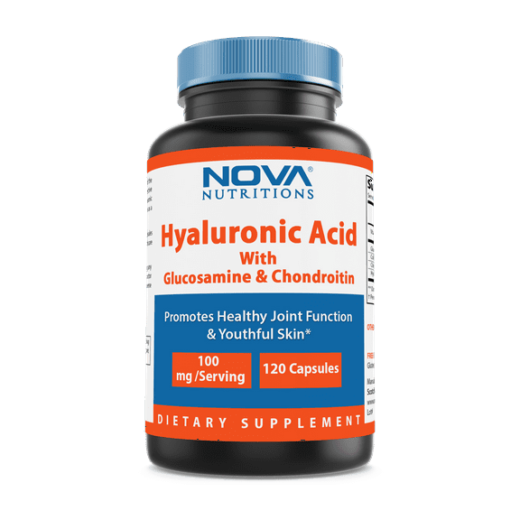 Nova Nutritions Hyaluronic Acid with Glucosamine Chondroitin 100mg per serving 120 Capsules