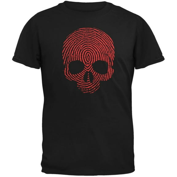 Fingerprint Skull Black Adult T-Shirt - Medium