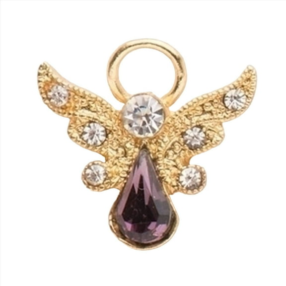 Roman Birthstone Angel Pin February Amethyst