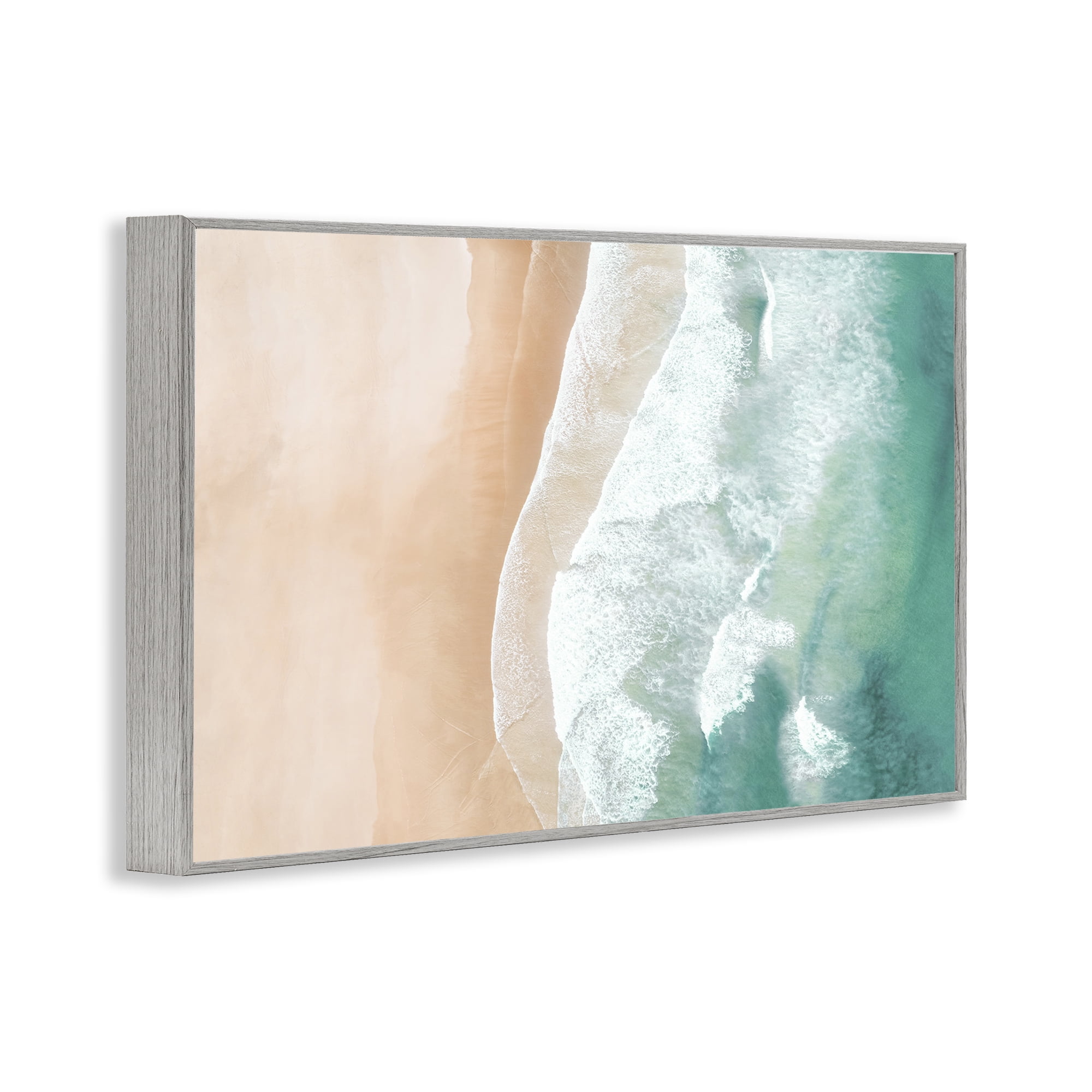 Stupell Industries Aerial Sea Waves Coastal Painting Gray Framed Art Print Wall Art, 30 x 20