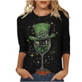thumbnail image 2 of JTZGDY Plus Size St. Patrick's Day Tops for Women Dressy Casual Green Shamrock Clover Pattern Print 3/4 Sleeve Crewneck Tunic Shirts Loose Oversized Comfy Holiday Outfit Tees Blouse, 2 of 6