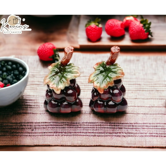 Grape Ceramic Salt and Pepper Shakers 3" Hand Painted Kitchen Dining Decor Gift