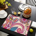 thumbnail image 4 of Stylish Paisley Placemats Set of 4, Flax Linen Table Mats Featuring Colorful Vintage Boho Floral Prints with Elegant Mandala and Geometric Designs, 4 of 6