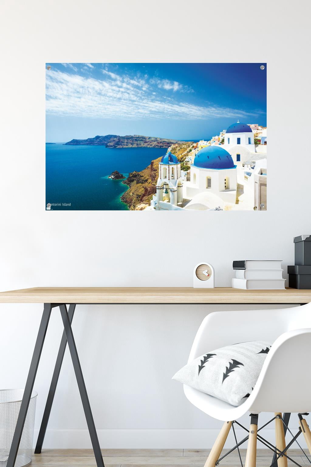 Santorini Island Wall Poster with Push Pins, 22.375" x 34"
