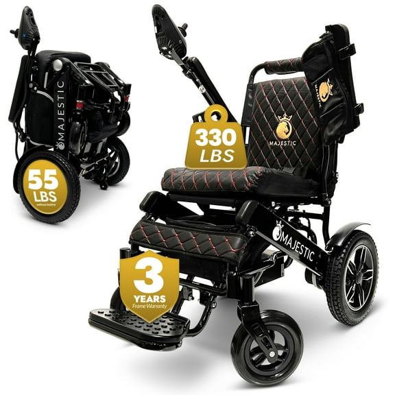 Majestic Electric Wheelchairs for Adults, Foldable Lightweight Electric Wheelchair, Light Weight Folding Power Chair for Seniors, Portable Motorized Wheelchair, Durable Ultra Light Wheel Chair