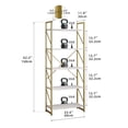 thumbnail image 6 of Dextrus 5-Tier Bookshelf, Gold Bookcase, Industrial Freestanding Book Shelf Modern Open Display Storage Organizer Book Shelves for Bedroom, Living Room and Home Office, Gold & White, 6 of 7