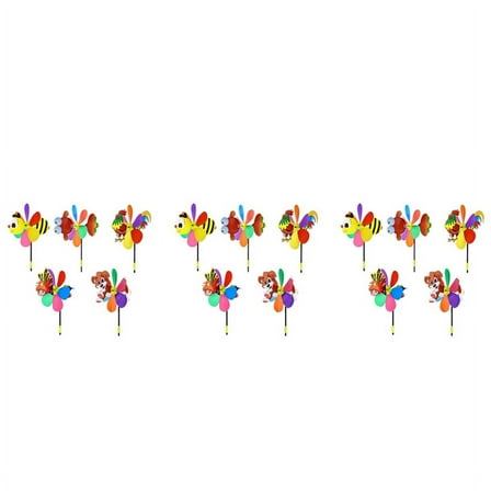 15 Pcs Windmills Colorful Wind Spinner 3D Animal Pinwheel Garden Ornament for Outdoor Yard Lawn Patio Decor and Party