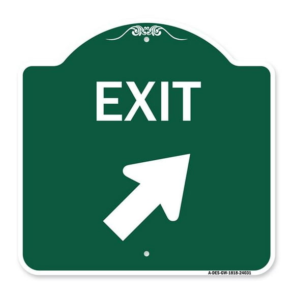 SignMission A-DES-GW-1818-24031 18 x 18 in. Designer Series Sign - Exit Sign Exit with Right Arrow, Green & White