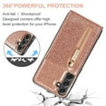 thumbnail image 5 of Allytech Glitter PU Leather Case for Samsung Galaxy S23 FE, Detachable Magnetic 2 in 1 Wallet Kickstand Case with Zipper Pocket & Card Holder, Shockproof Anti-Scratch Protective Case - Rosegold, 5 of 11