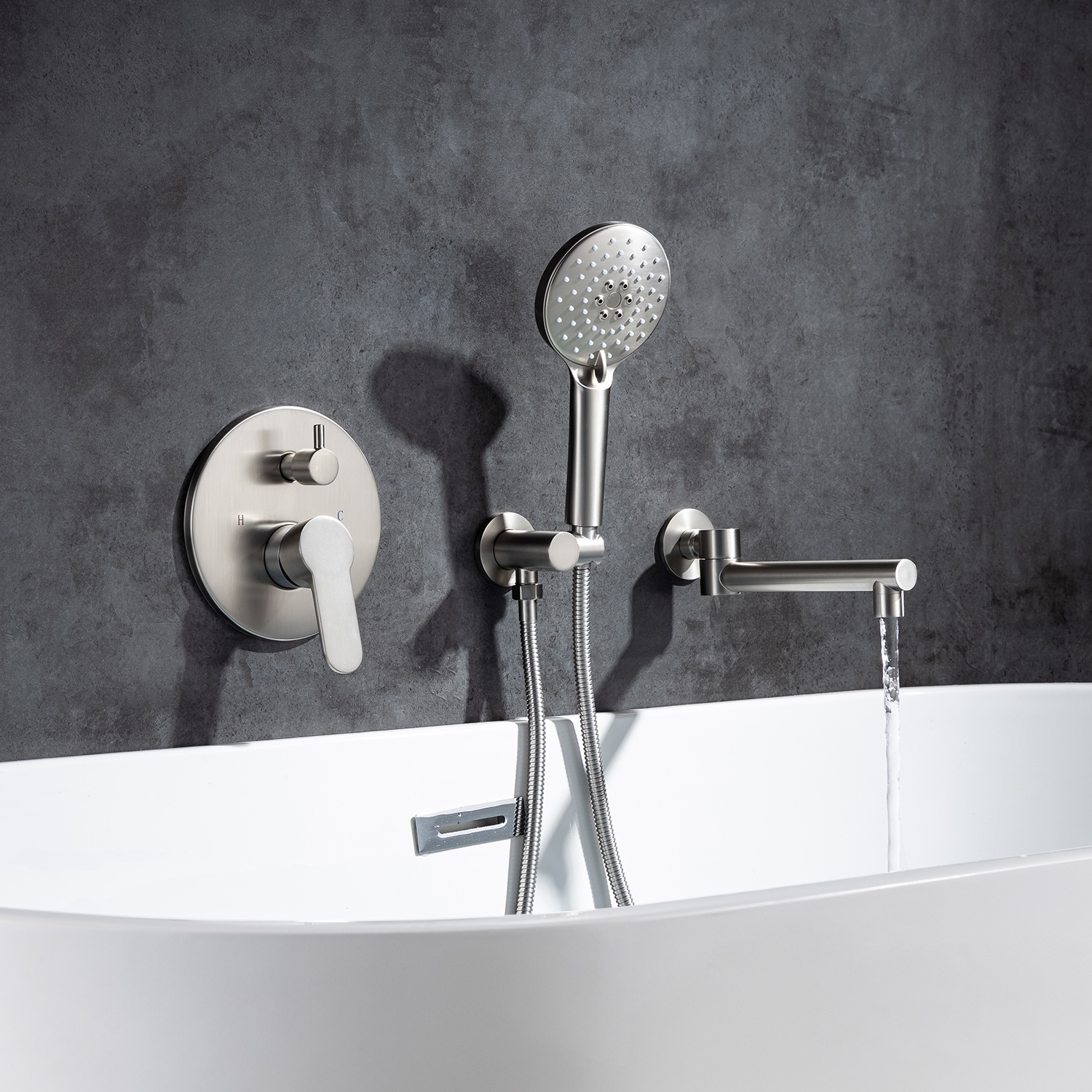 Rainlex One-Handle 1-Spray Setting Brushed Nickel Bathtub Shower Faucet