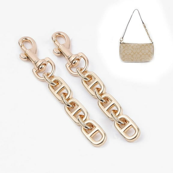 Purse Strap Extender for LV Pochette Accessory, Metal Chain Handbag Handle Replacement Crossbody Shoulder Bag Charms (2 pack Shiny Gold)